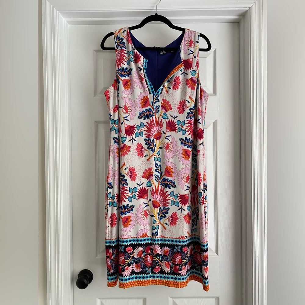 Leslie Fay Floral Print Knee-Length Dress